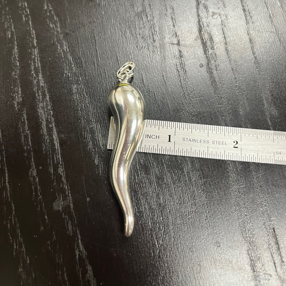 925 Sterling Silver Extra Large Italian Horn Lucky Charm 2.5” inches - Picture 4 of 9